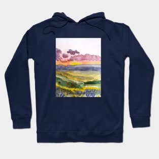 sunset field of wildflowers Hoodie